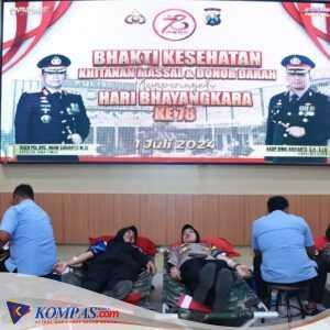 Jelang Hari Bhayangkara ke-78, Polres Kediri Gelar Baksos Donor Darah