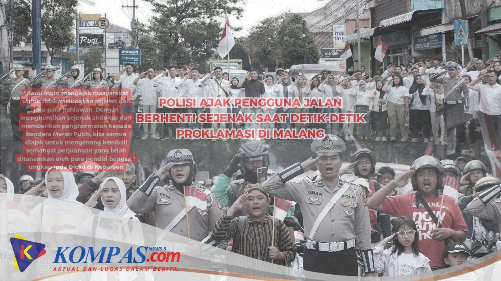 Polisi Ajak Pengguna Jalan Berhenti Sejenak Saat Detik-Detik Proklamasi di Malang