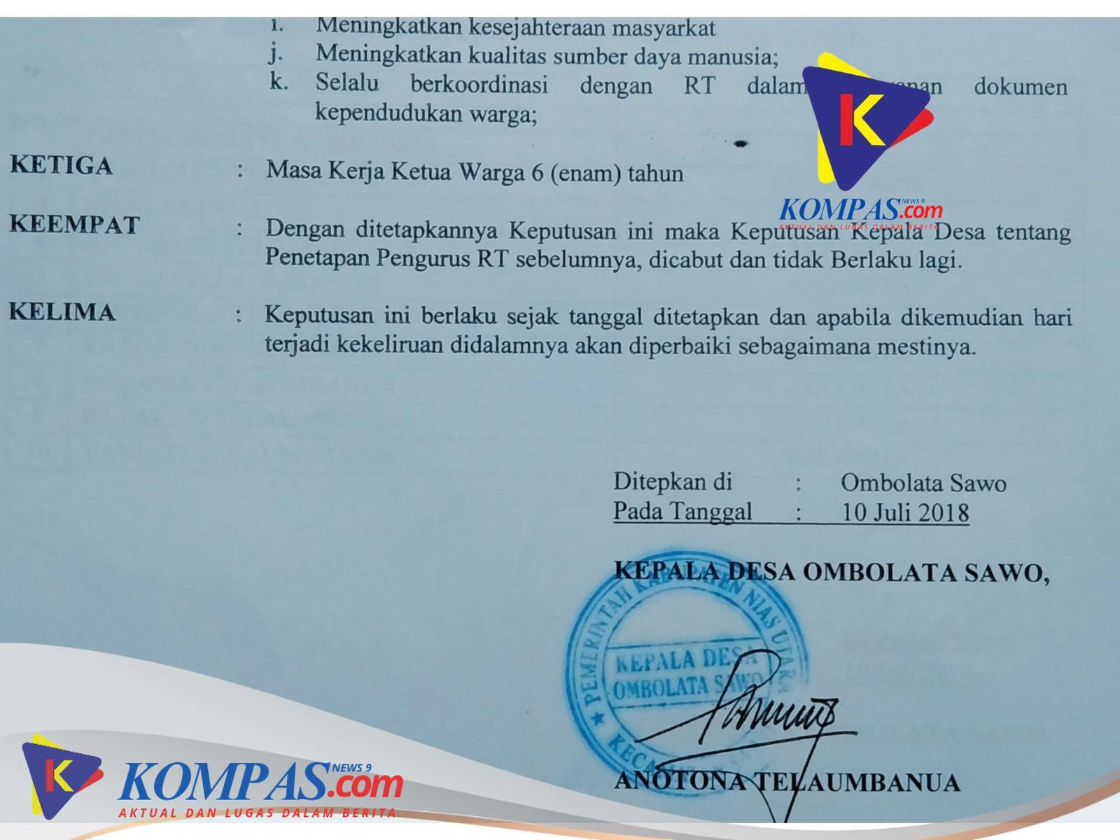 Masyarakat Minta PJ kepala Desa Ombolata Sawo Keluarkan SK RT/RW Terpilih Tahun 2024
