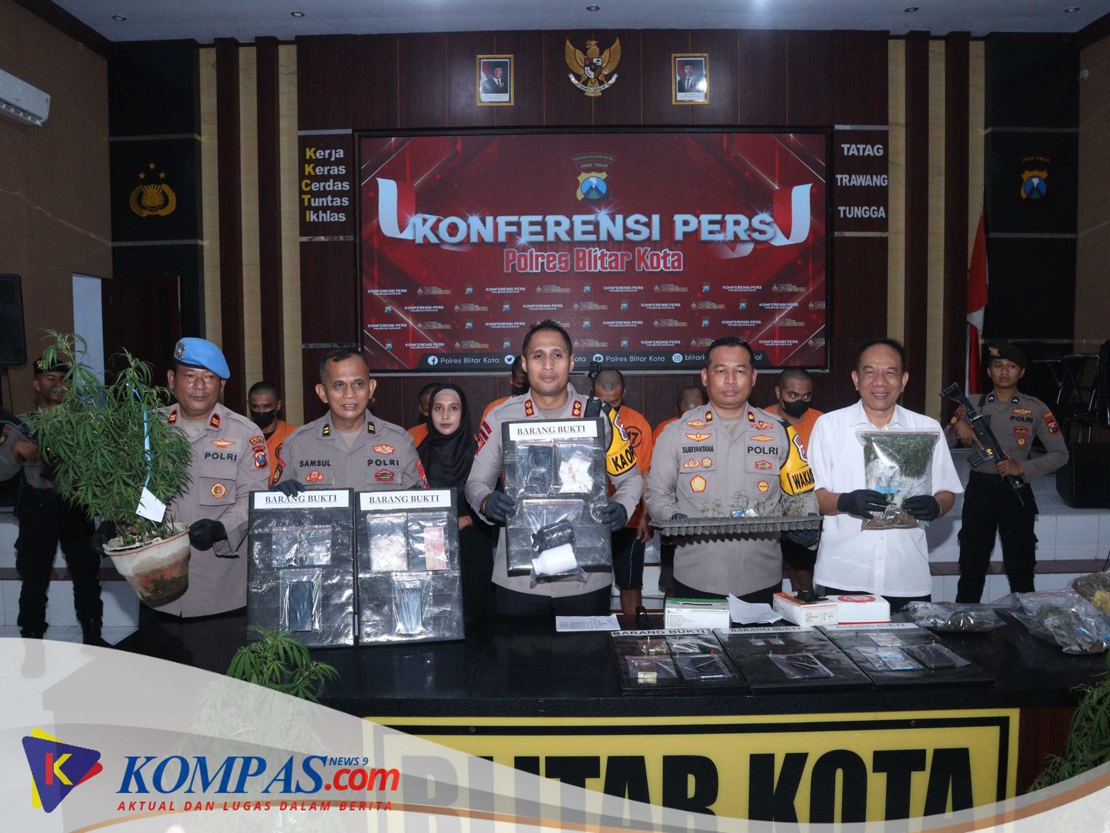 Operasi Tumpas Narkoba Polres Blitar Kota Amankan 9 Tersangka 1 Diantaranya Pemilik Lahan Ganja
