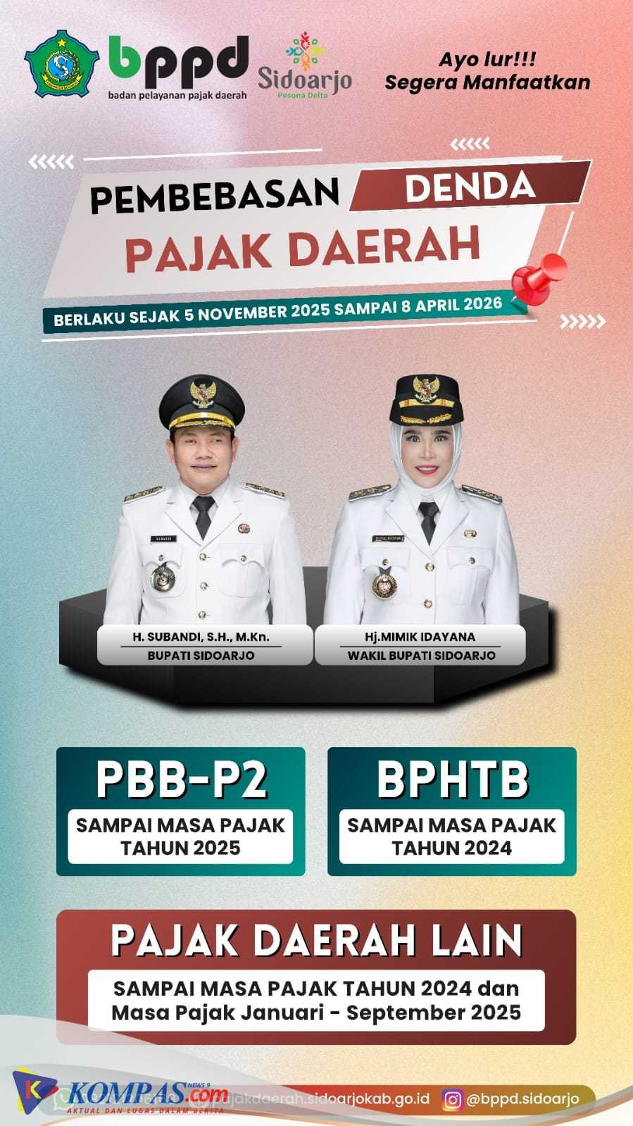 Pemkab Sidoarjo Bebaskan Sanksi Administratif Pajak Daerah Tahun 2025