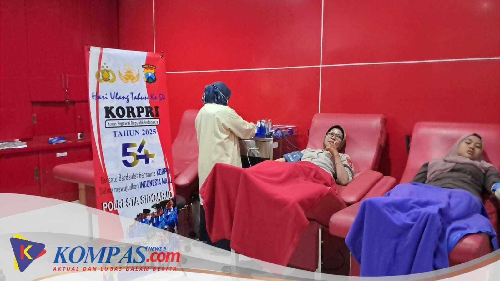 ASN Polresta Sidoarjo Adakan Donor Darah Peringati HUT KORPRI Ke-54