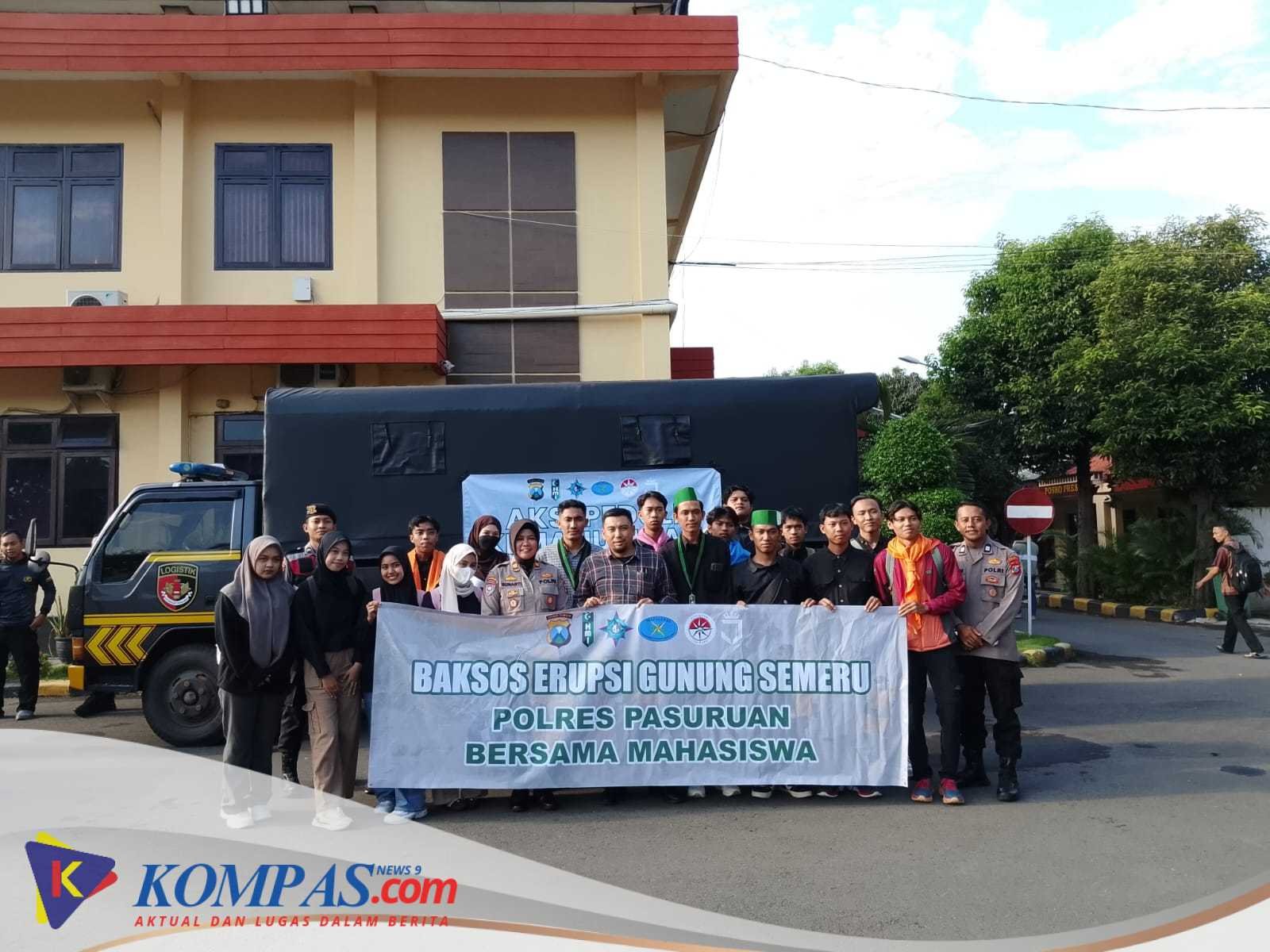 Polres Pasuruan dan Aliansi Mahasiswa Berangkatkan Bantuan untuk Korban Erupsi Semeru