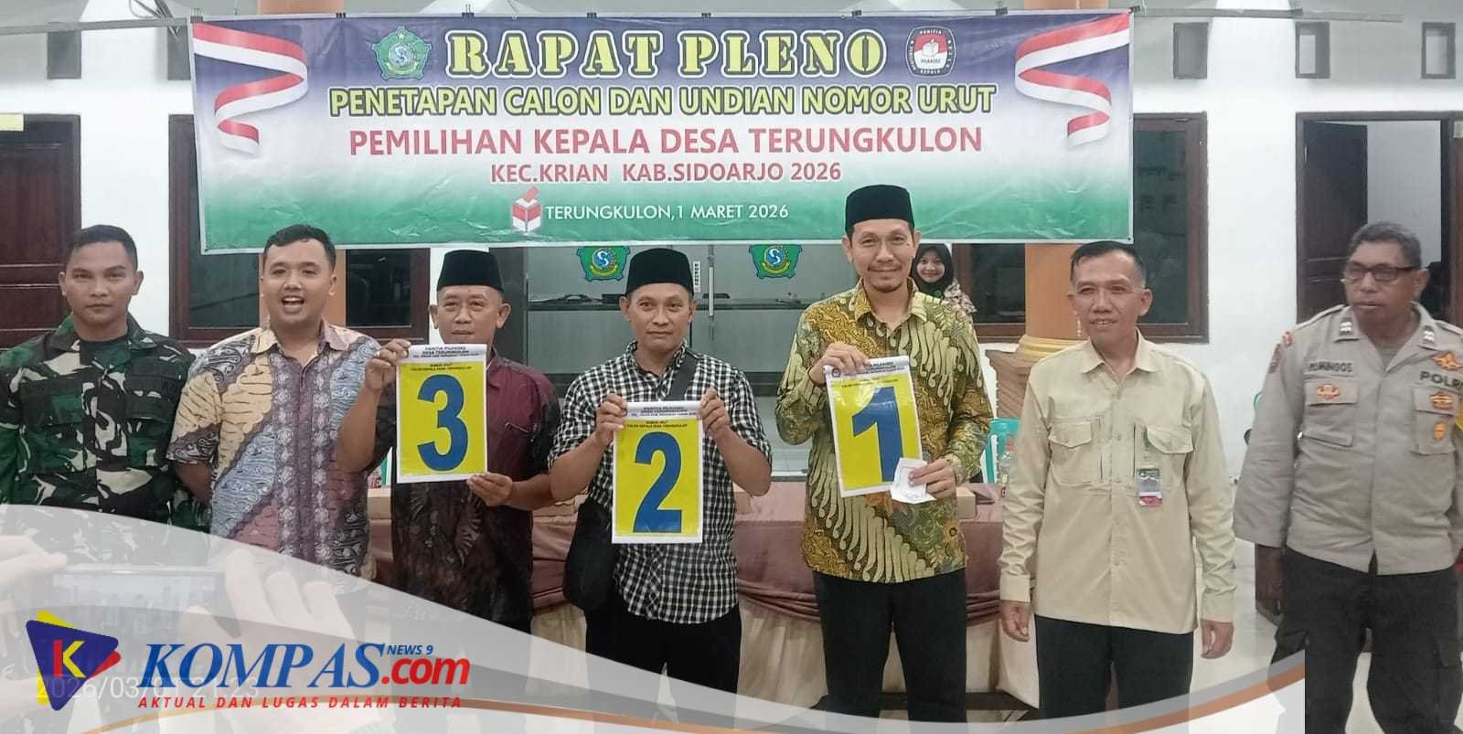 PENETAPAN DAN PENGUNDIAN NOMOR URUT CALON KEPALA DESA TERUNG KULON KECAMATAN KRIAN